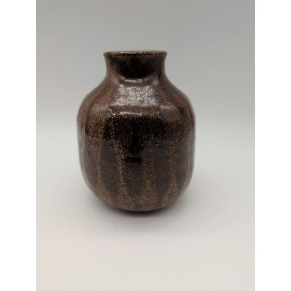 Studio Pottery Vase Vintage Glazed Ceramic MCM Earth Tone 5